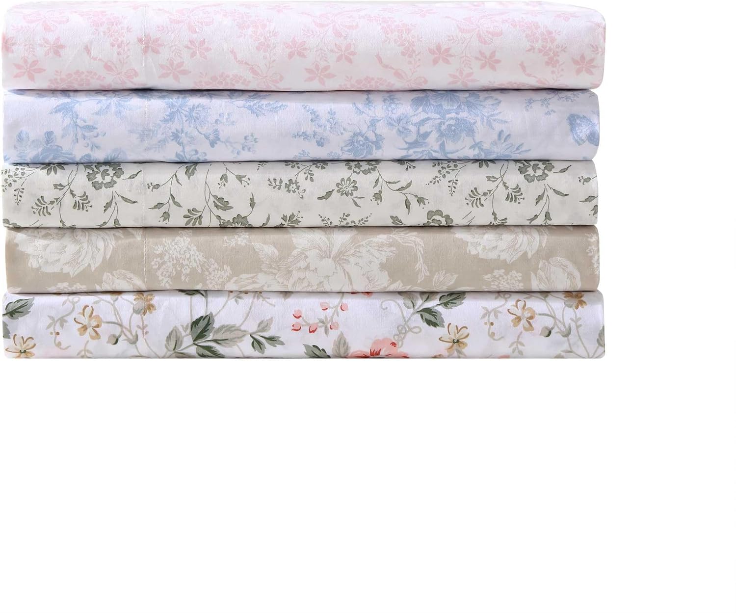 Detalle de Laura Ashley Twin Size Sheet Set: Crisp Cotton Percale with Deep Pocket Fit