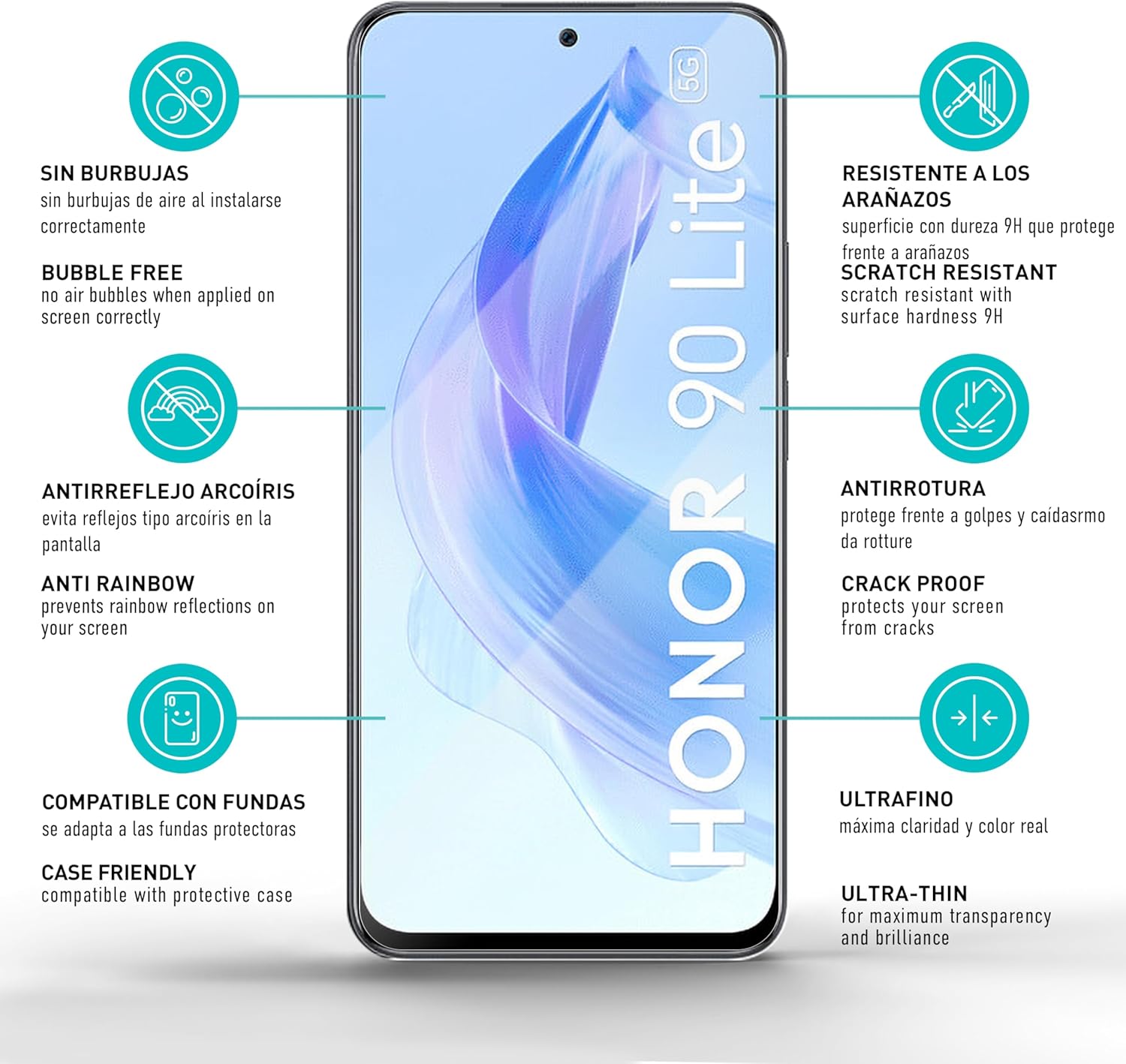 Thumbnail 5 de smartect Cristal Templado 3 Piezas para Honor 90 Lite