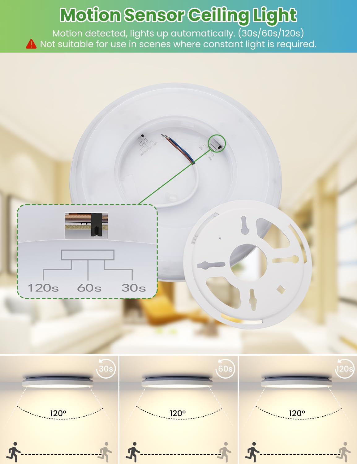 Thumbnail 3 de VIIIVA LED-Deckleuchte mit Bewegungsmelder für innen, 18 W (1800 lm) Radar-Sensor – warmweiß, neutralweiß oder kaltweiß