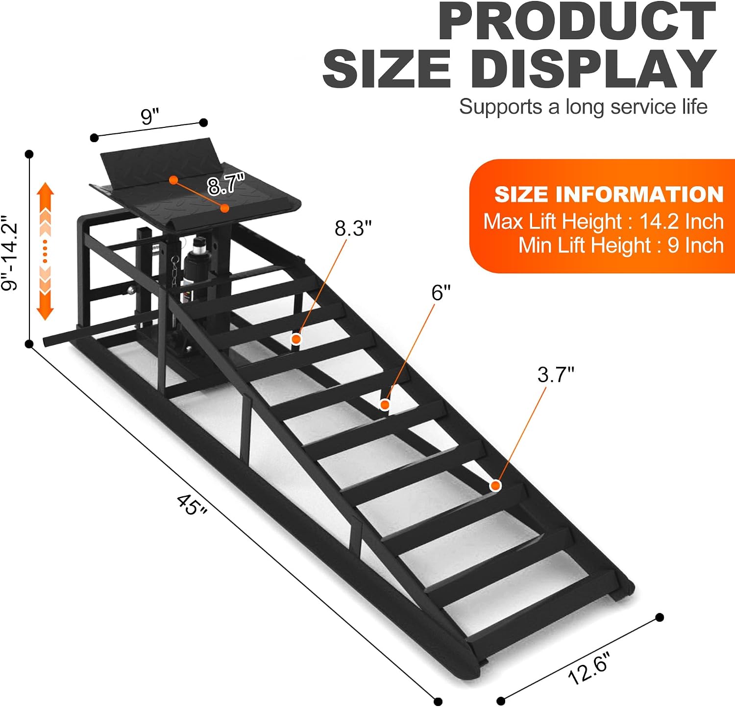 Detalle de LOCKIETTA Hydraulic Car Ramps, 9–14.2-inch lift