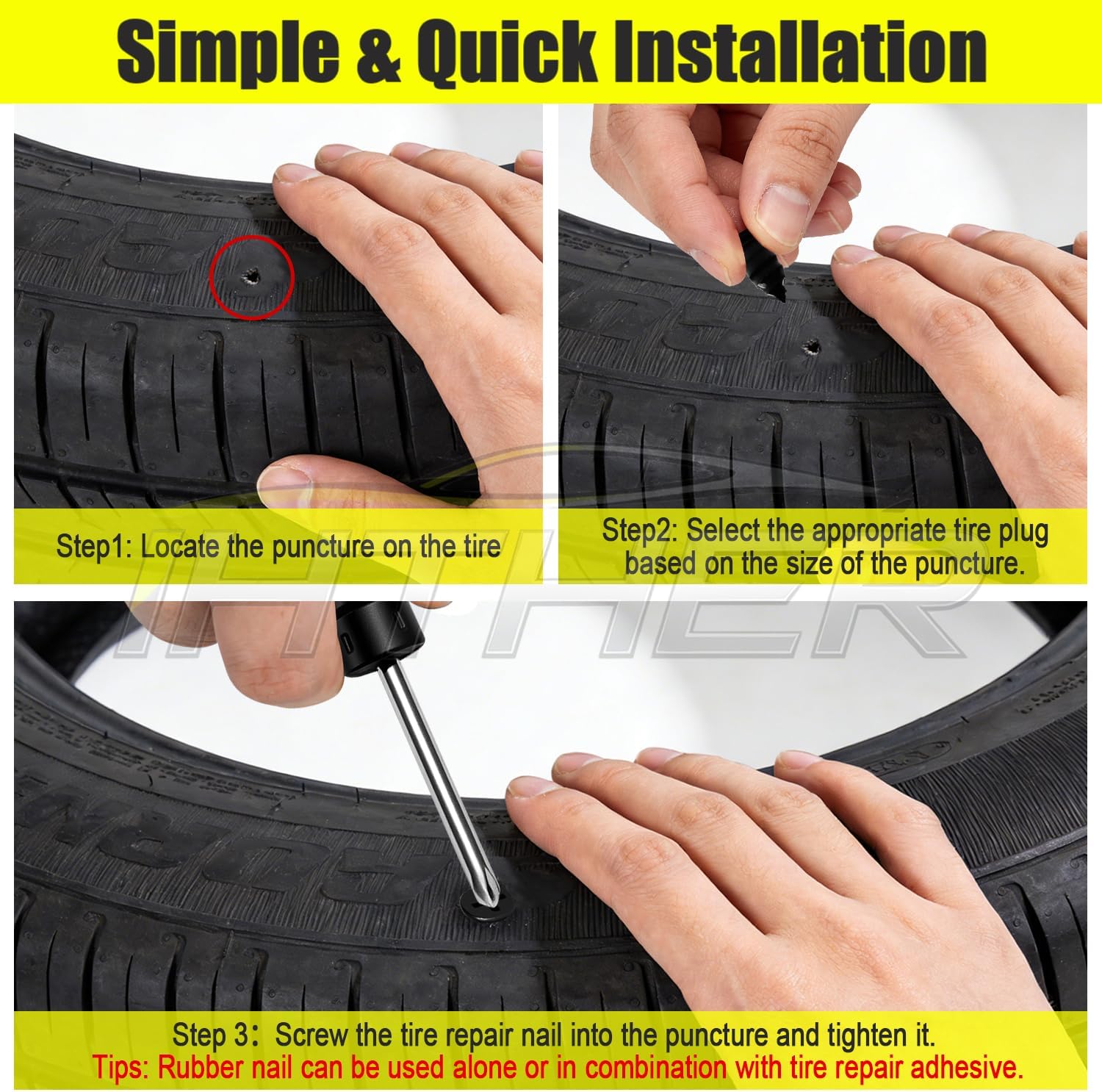 Thumbnail 6 de 61 PCS Tire Plugs Screw Type Kit with Screwdriver — Quick, DIY Tubeless Tire Repair