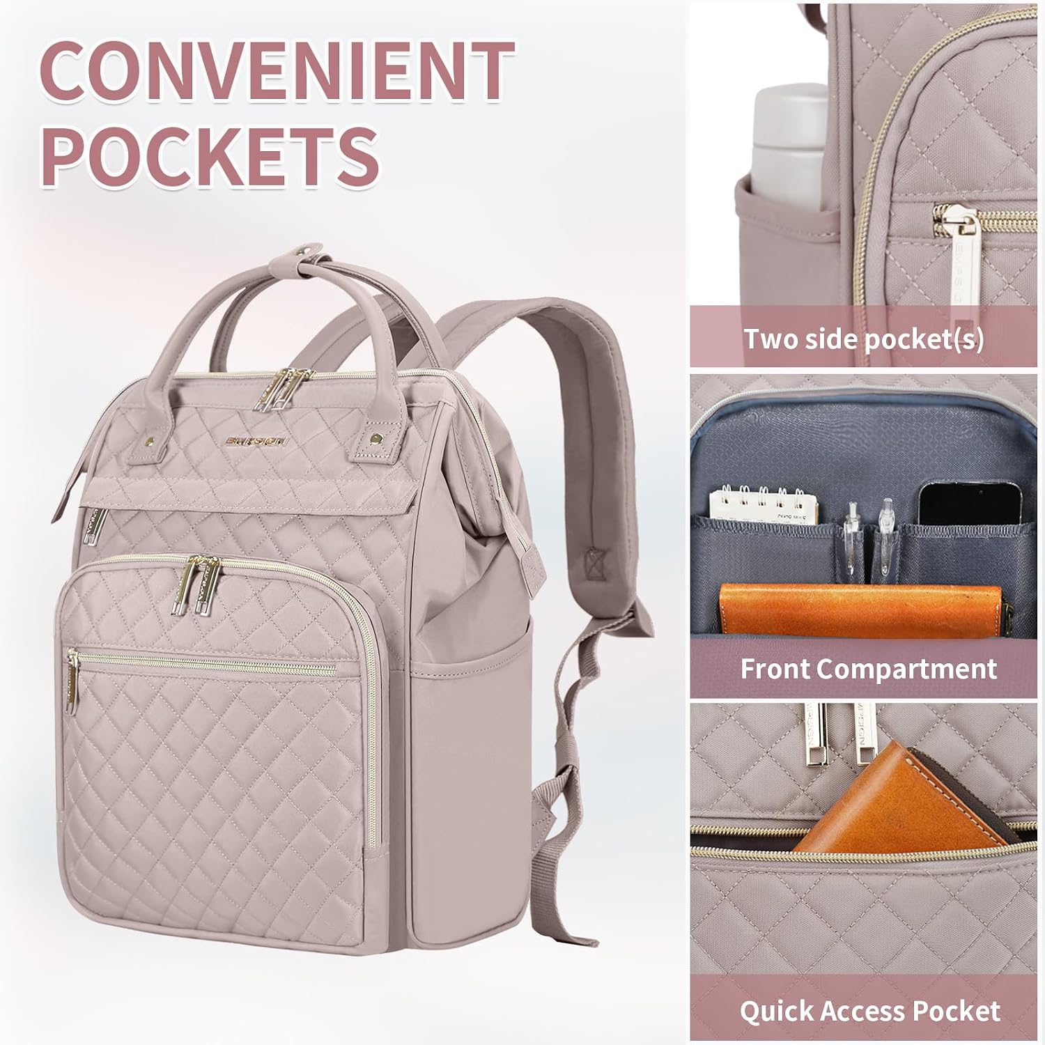 Thumbnail 3 de EMPSIGN Laptop Rucksack Damen 17.3 Zoll – Wasserfest, Rosa