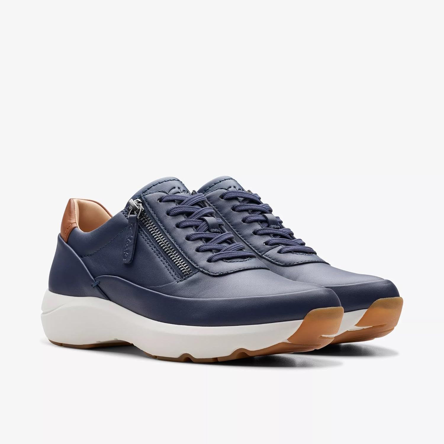 Thumbnail 3 de Clarks Tivoli ZipSneaker pour femme en cuir bleu marine