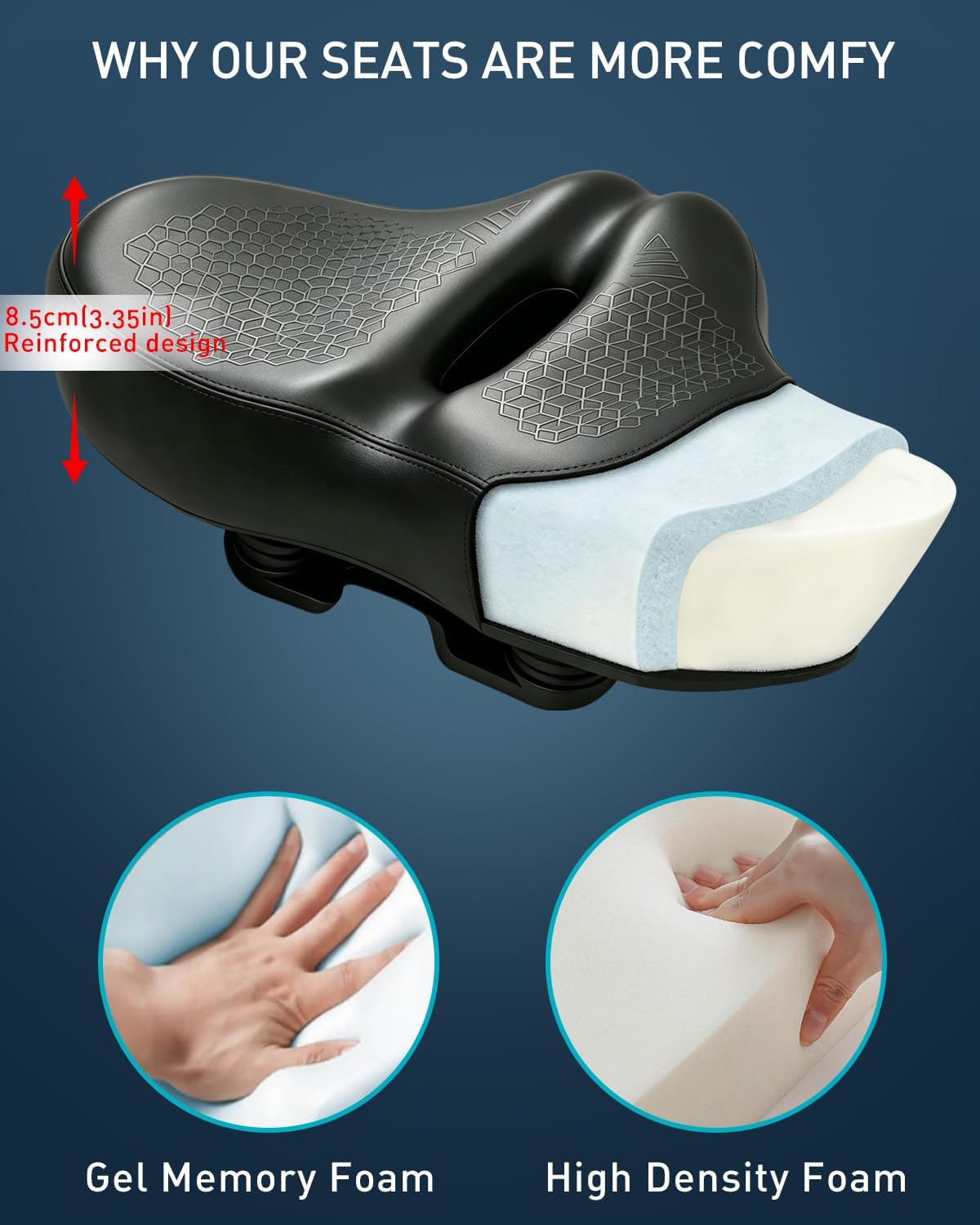 Detalle 2 de MXMXK 2026 Upgrade Noseless Bike Seat, Extra-Wide Padded Memory Foam Saddle