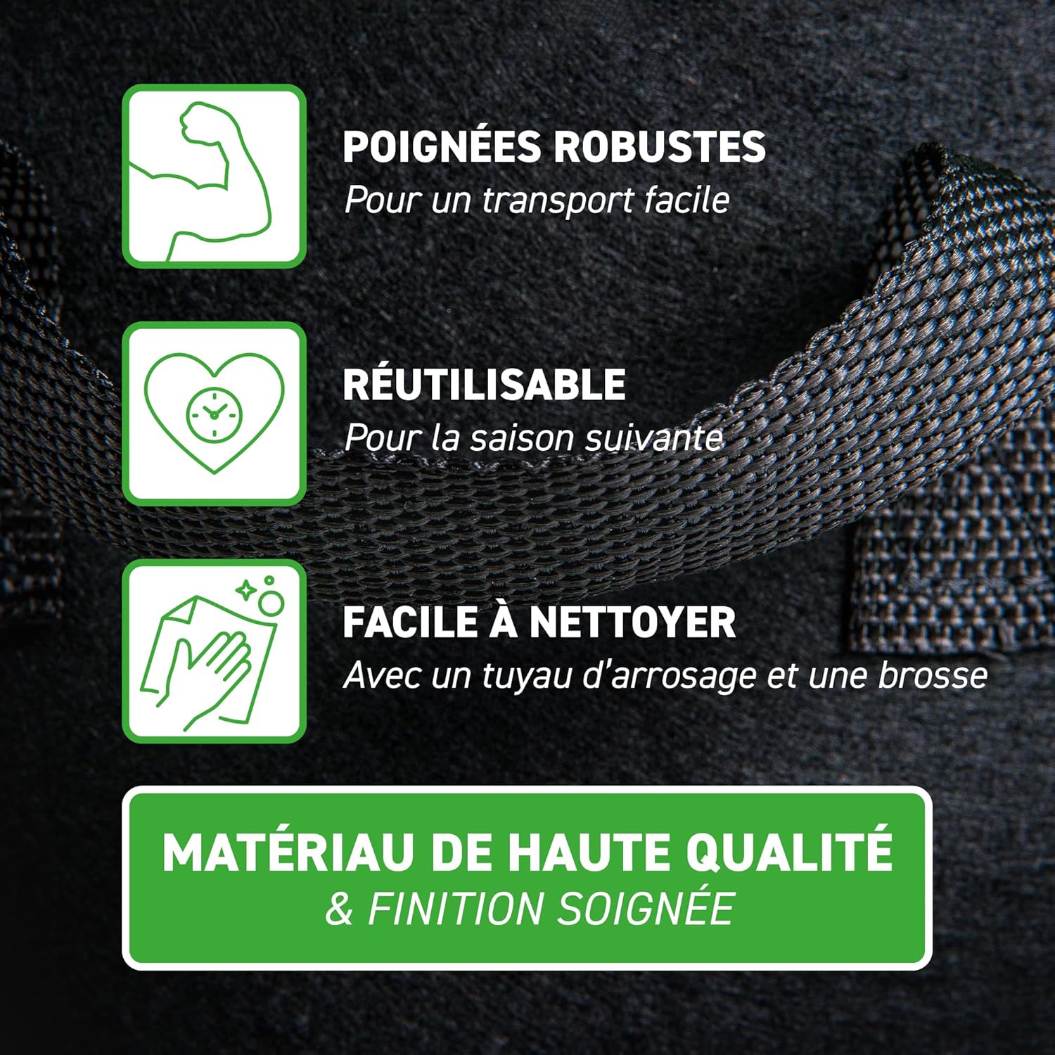 Thumbnail 3 de GardenMate lot de 6 sacs à plantes 30 L en non tissé GREENLINE, Ø 35,6 cm, 30,5 cm (noir/vert)