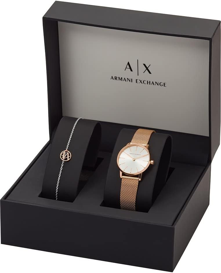 Thumbnail 3 de Armani Exchange Montre à Deux Aiguilles pour Femmes – Boîtier 28 mm, Bracelet Acier Inoxydable Doré Rose
