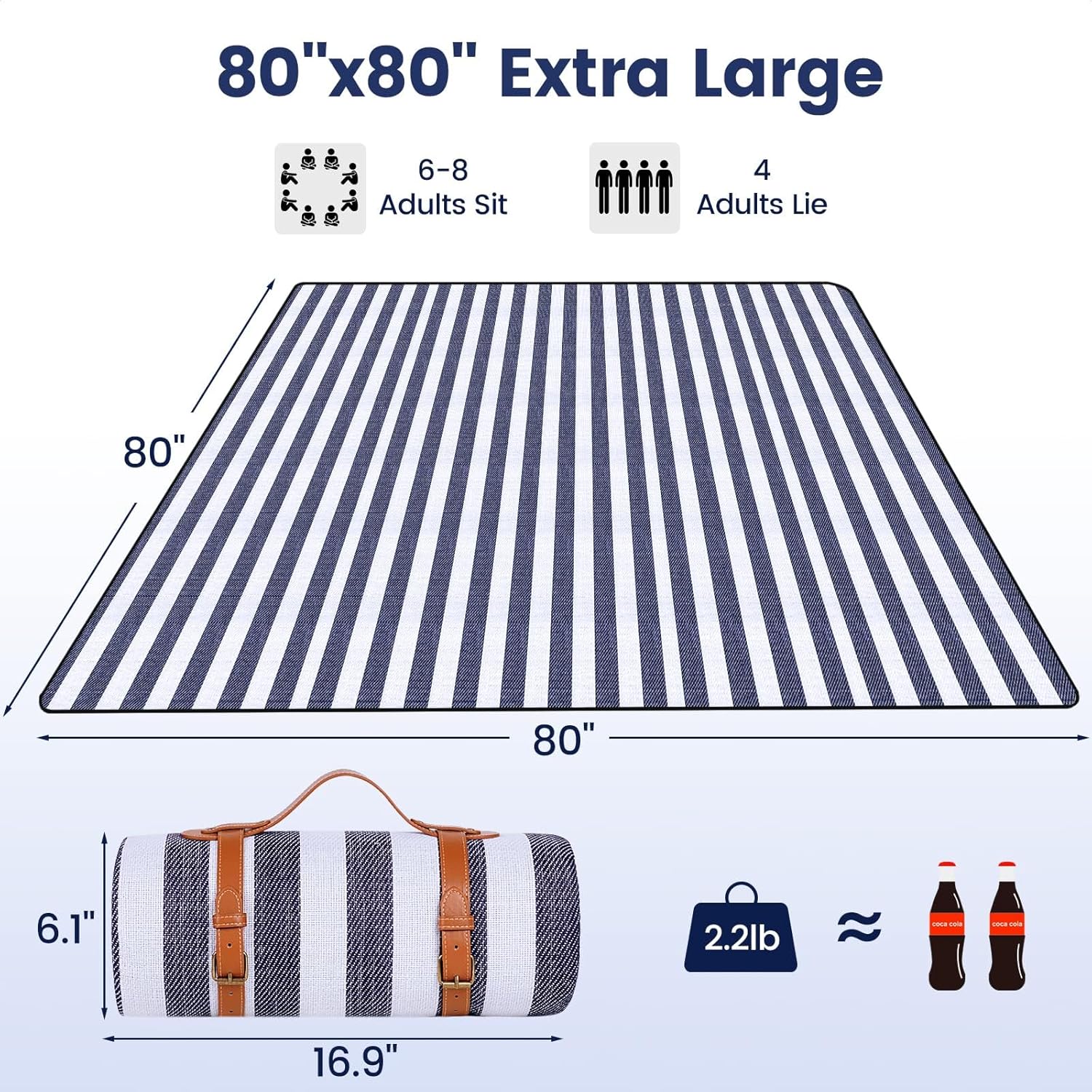 Thumbnail 1 de Sapsisel Picnic Blanket Waterproof Extra Large 80×80 Inches – Foldable Beach Mat for Outdoor Use