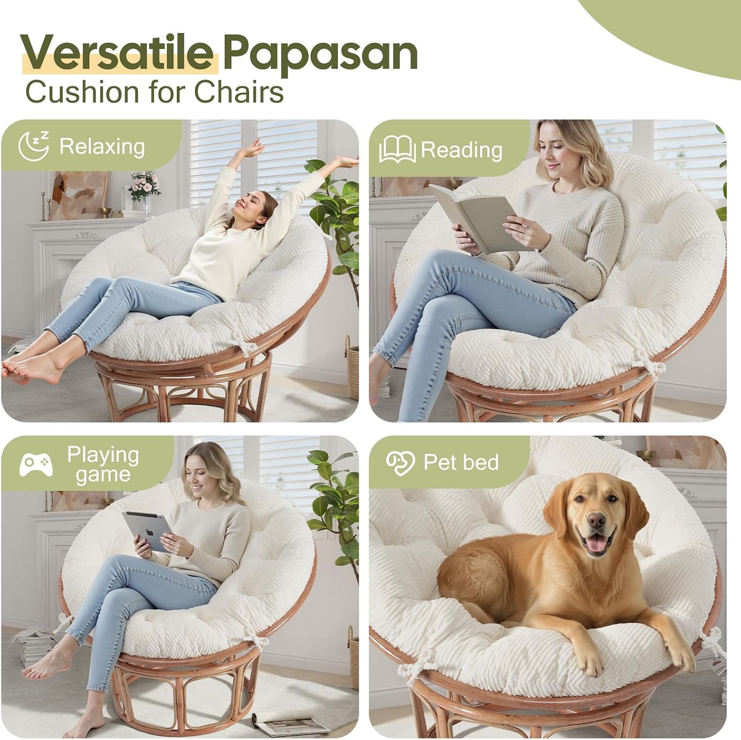 Detalle 2 de PRIMEPATIO Papasan Chair Cushion, 45 x 45 Inch