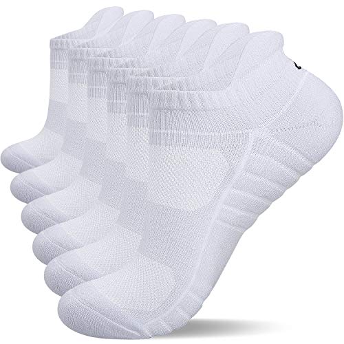 Detalle de Lapulas Athletic Ankle Socks — Low Cut Cushioned Anti-Blister Running Socks (6 Pairs, White, Men's & Women's, Size M)