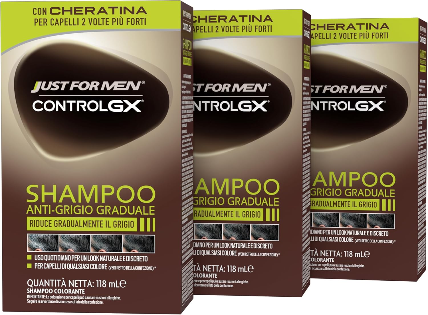 Detalle de Just for Men Control GX Shampoo Anti-Grigio 118 ml