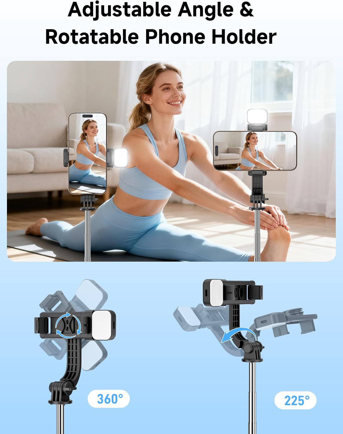 Detalle 1 de SelfieShow F01S Selfie Stick Tripod with LED Fill Light and Remote