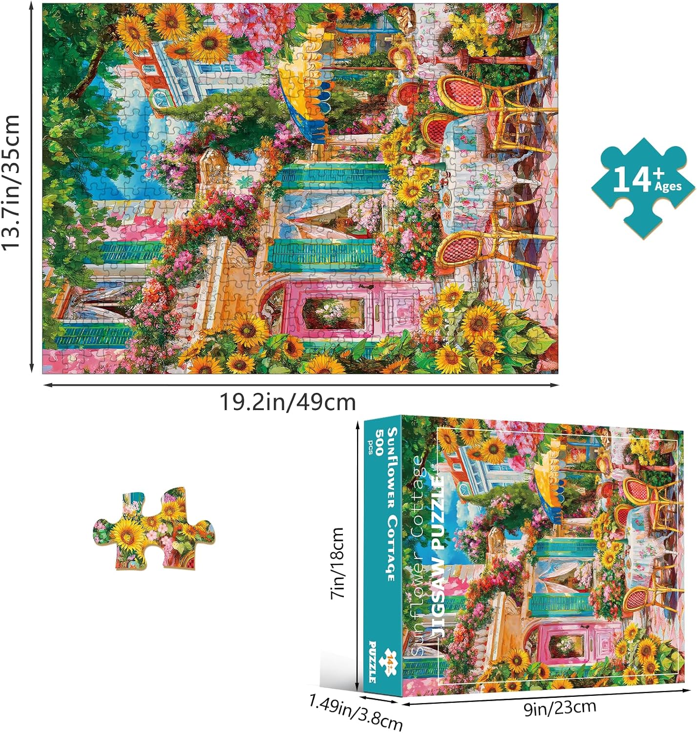 Thumbnail 5 de HUADADA 500 Piece Jigsaw Puzzle – The Sunflower Terrace