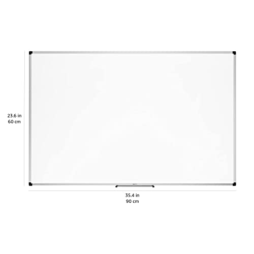 Detalle 2 de Amazon Basics Lavagna magnetica cancellabile a secco 90x60 cm con cornice in alluminio, porta pennarelli e kit montaggio