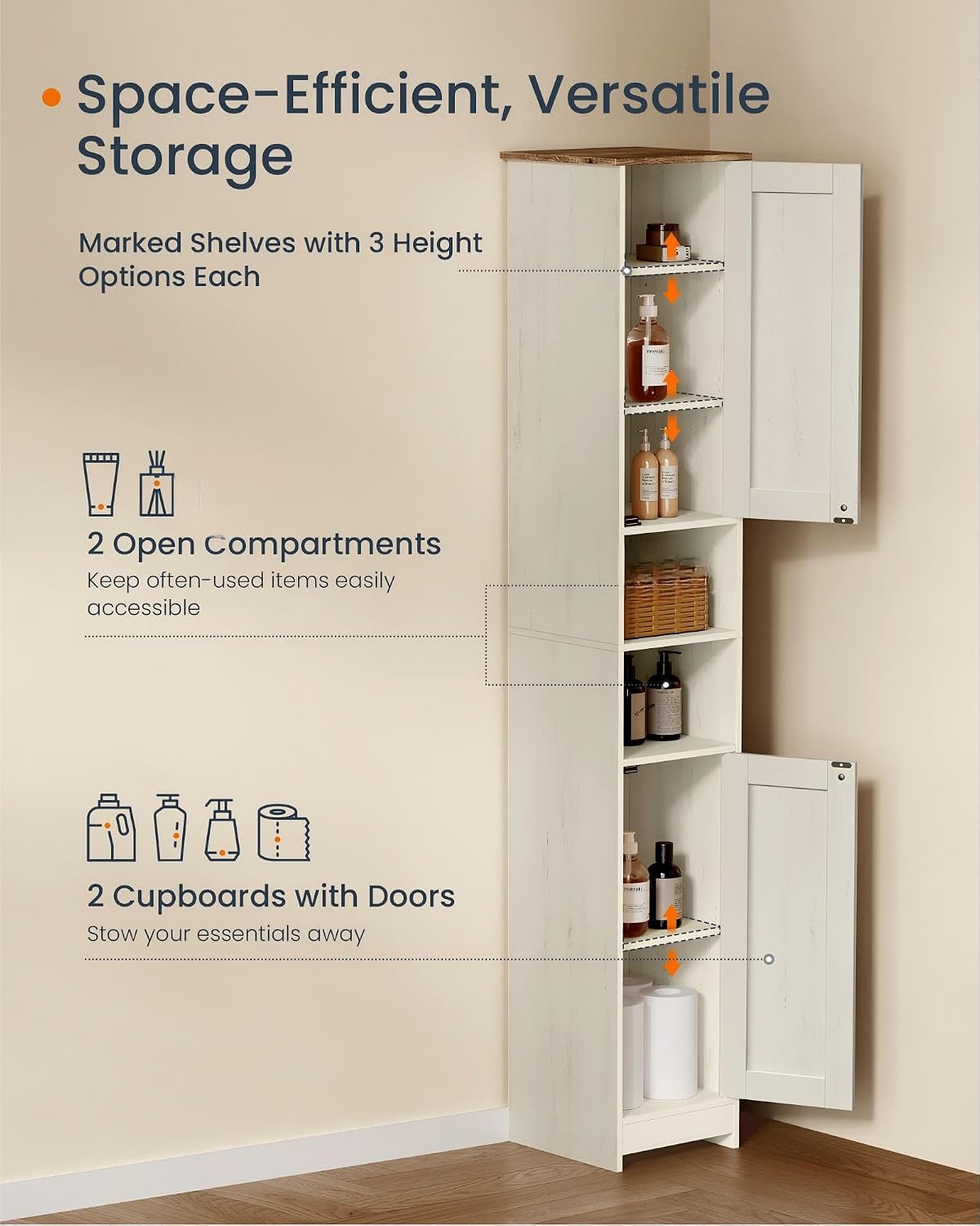 Detalle de SONGMICS Bathroom Storage Cabinet, 67-Inch Tall