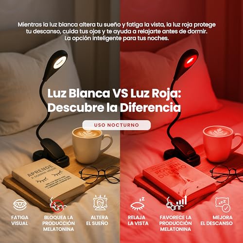 Thumbnail 7 de KILOMVIK Lampara Luz Roja Nocturna Melatonina - Lectura suave para dormir mejor
