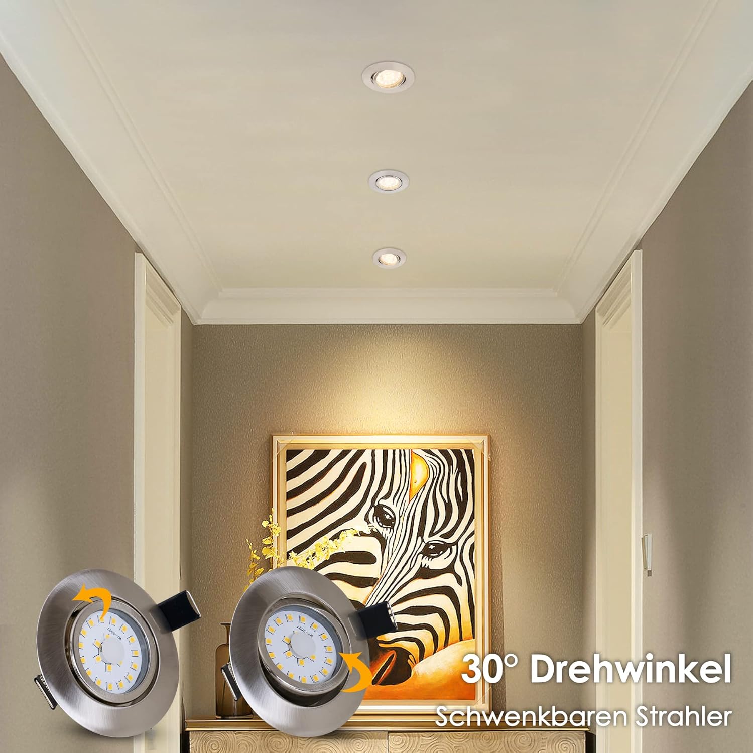 Thumbnail 3 de LED Einbaustrahler 3-Stufen Dimmbar Ultra Flach 6W, 3000K Warmweiß, 6er Set – IP54, 30° Schwenkbar