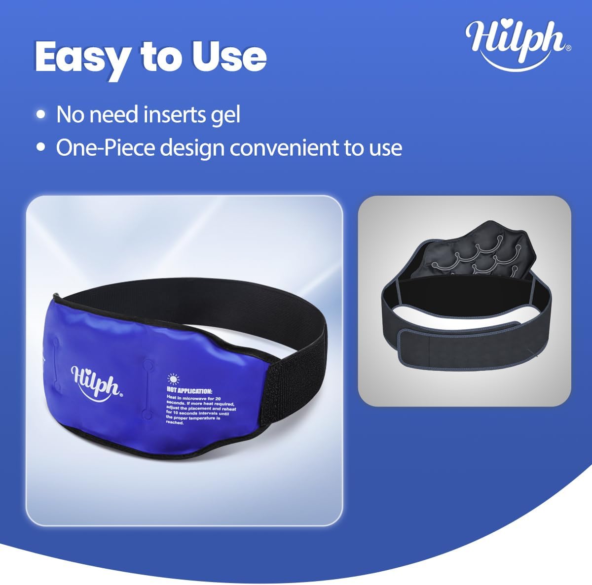 Detalle 2 de Hilph Ice Pack for Back Pain Relief – reusable lower back gel wrap hot & cold compression therapy (blue)