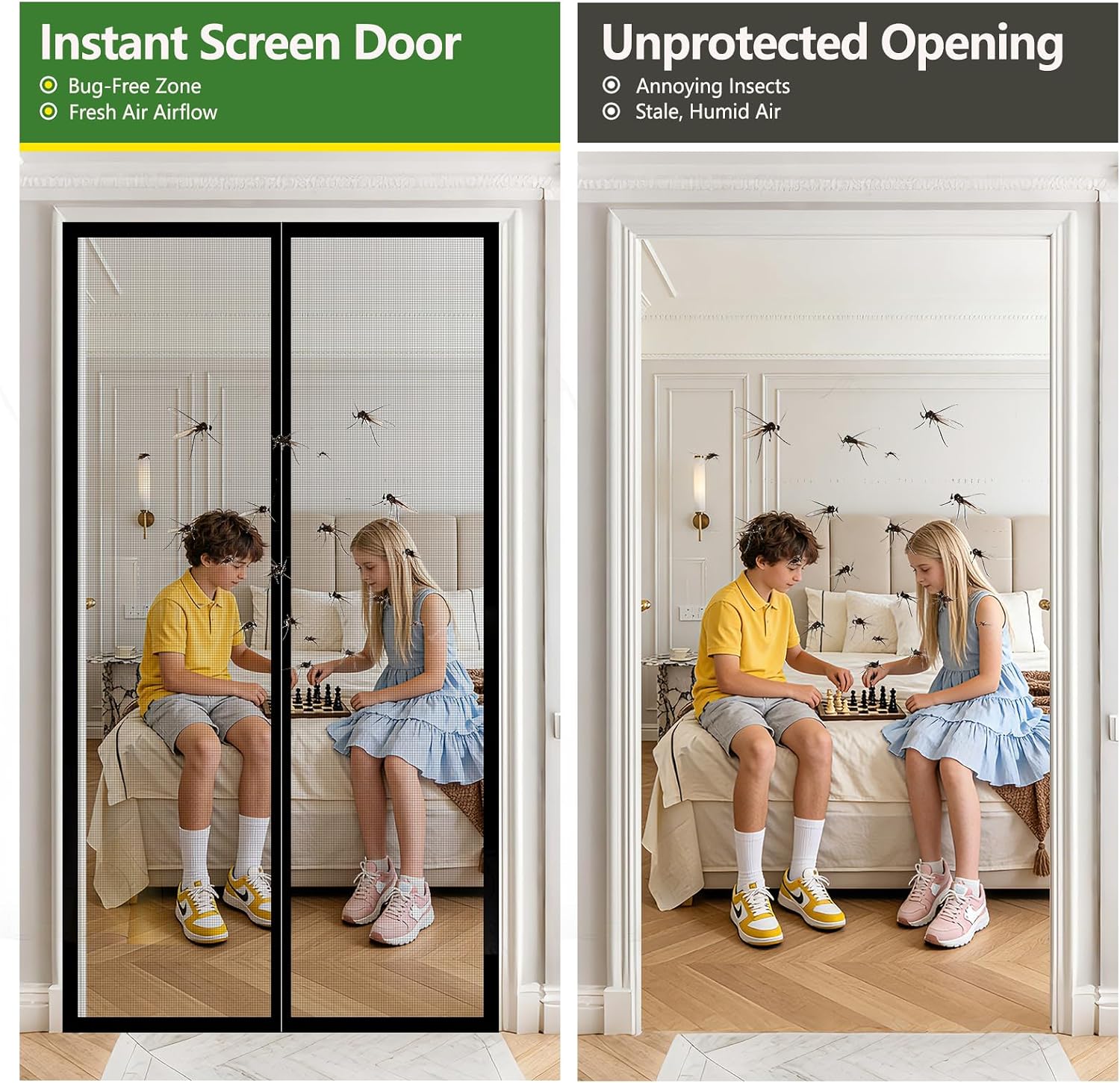 Detalle de COMYESA Fly Screens for Doors – Durable 90x210cm Magnetic Door Screen