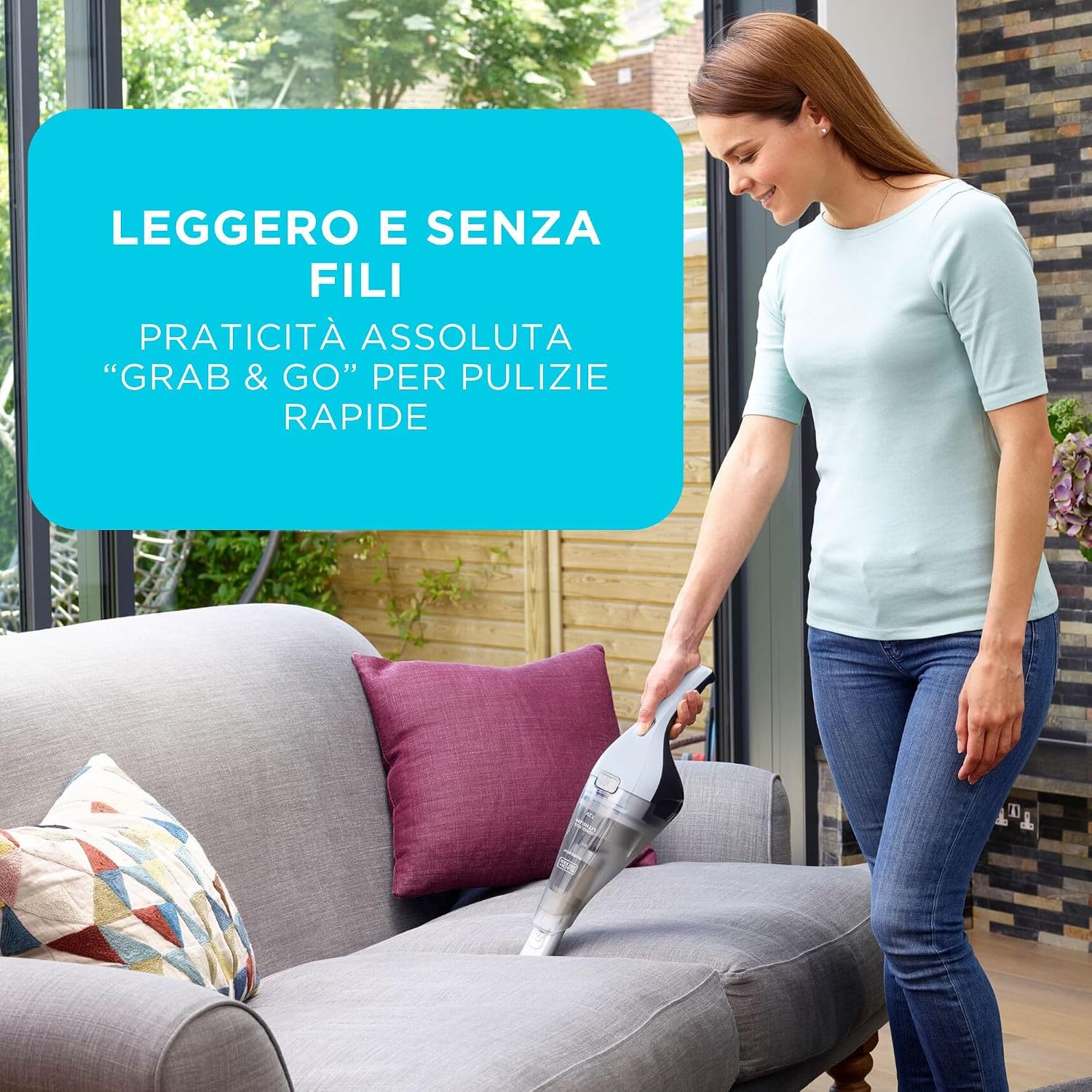 Detalle de BLACK+DECKER dustbuster 7.2V (Batteria 2.0Ah) - Aspirapolvere portatile senza fili, viola (NVC215W-QW)