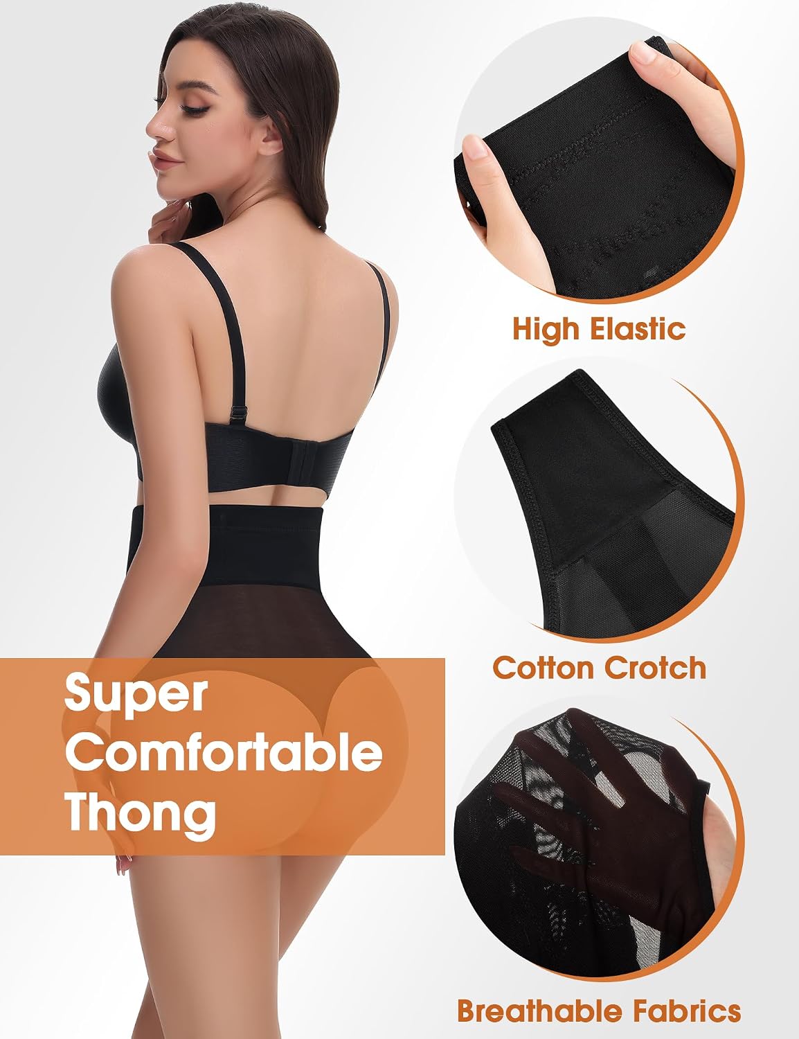 Detalle 2 de Yeblues Tummy Control Thong Shapewear for Women, Seamless Polyester-Blend