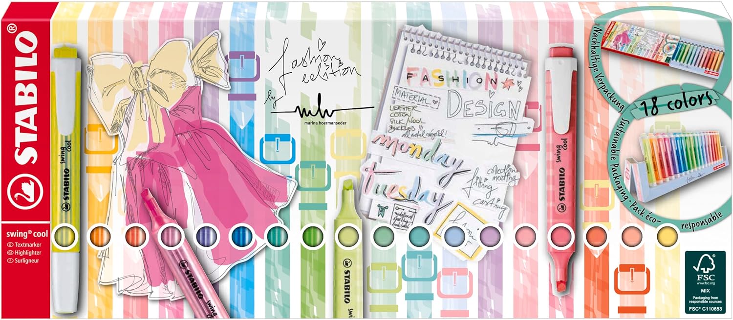 Detalle 2 de STABILO swing cool Desk set Marina Hoermanseder 18 colores 🖊