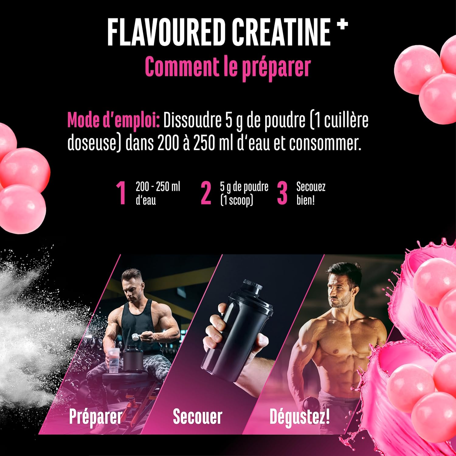 Thumbnail 6 de Flavoured Creatine poudre 550 g – Créatine monohydrate aromatisée avec L-taurine, vegan et sans sucre