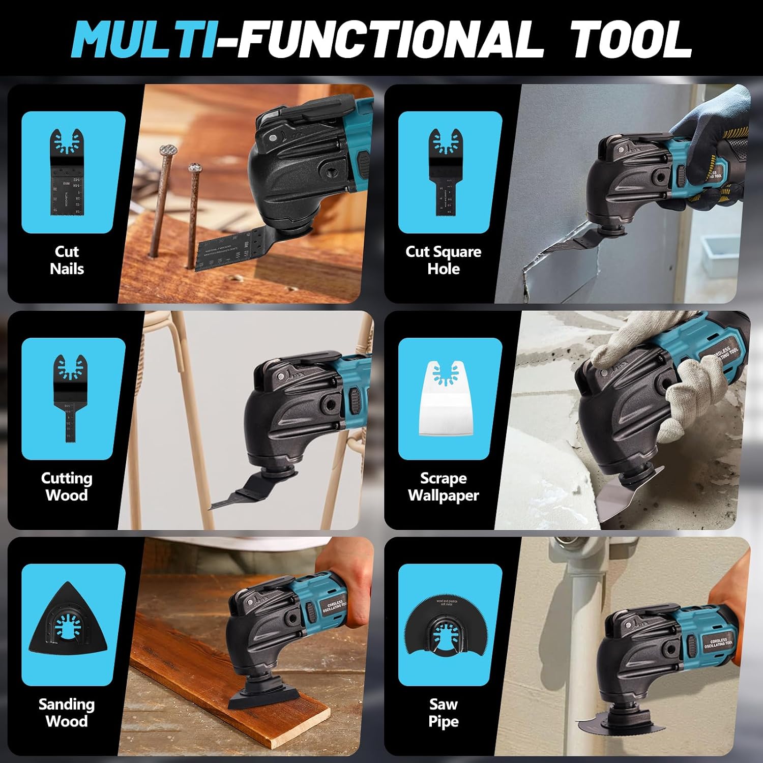 Detalle 1 de YEARTOP Multitool Akku mit 2x 4,0 Ah