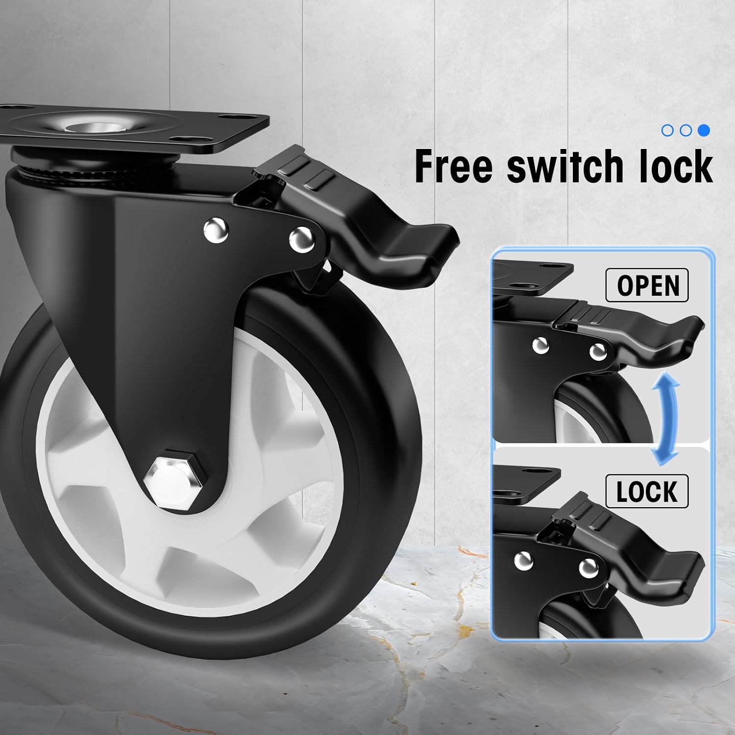 Detalle 2 de ASHGOOB swivel plate casters, 5-inch