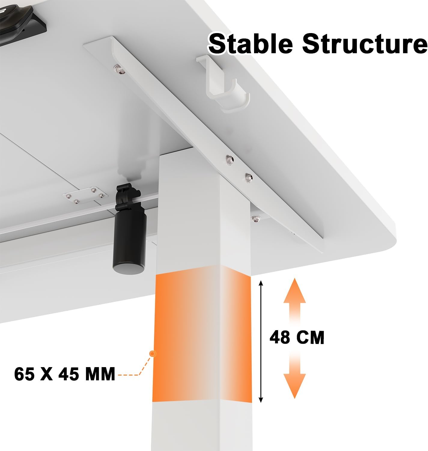 Detalle 2 de JUMMICO Scrivania regolabile in Altezza, Standing Desk 140 x 60 cm – bianco