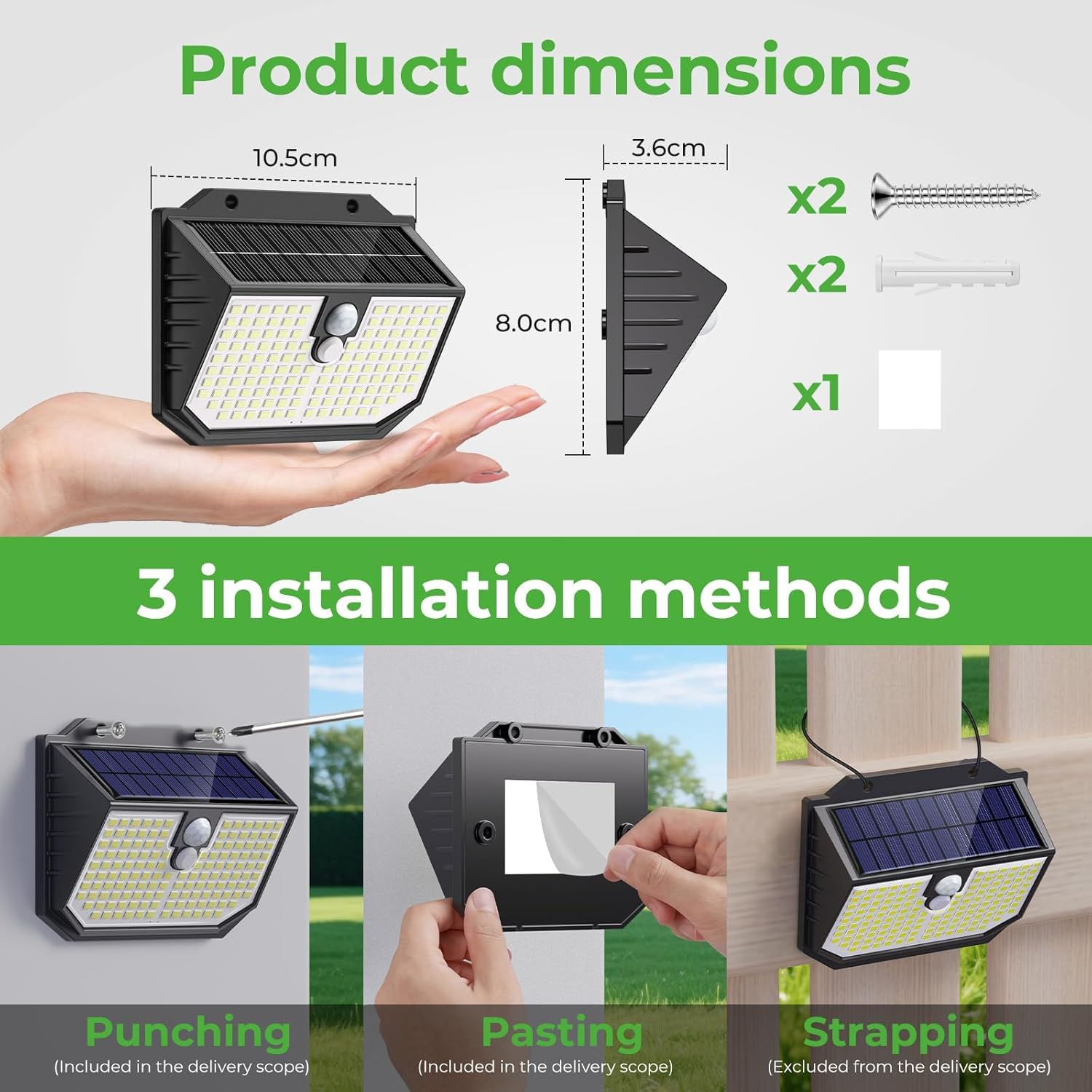Thumbnail 6 de nipify Upgraded 5000K Solar Security Lights with 3 Motion Modes (IP65)
