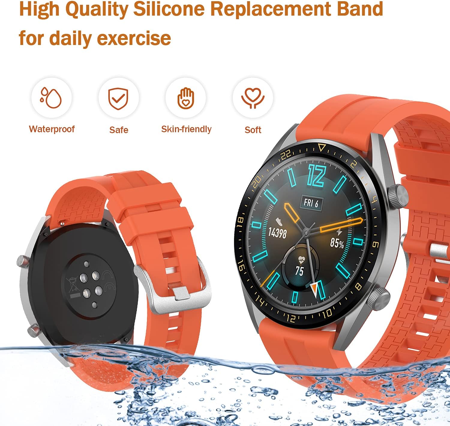 Thumbnail 3 de Silikon-Armband (22 mm) kompatibel mit Huawei/Honor Uhrmodellen – robust, wasserdicht & einfach zu wechseln