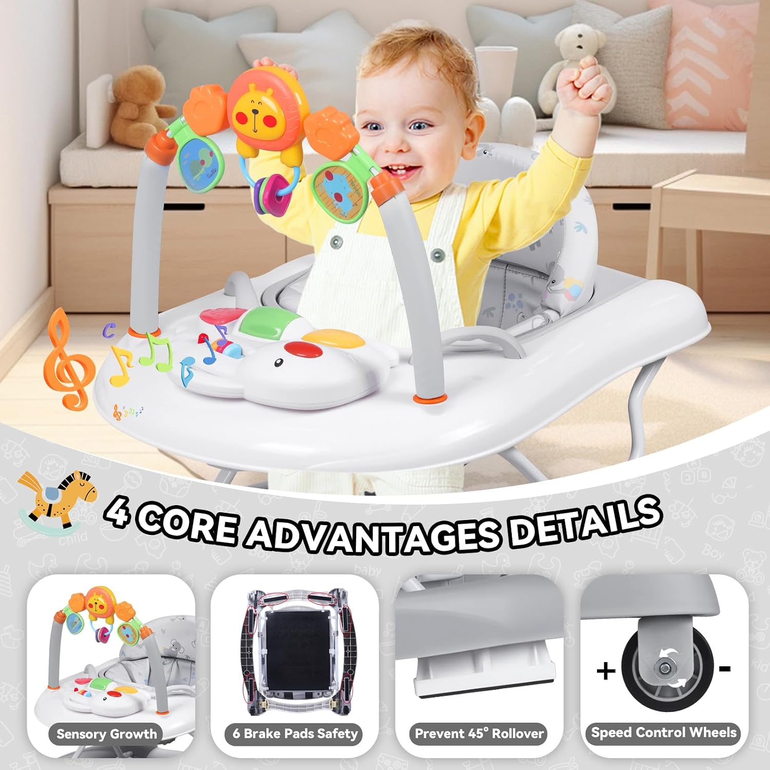 Thumbnail 2 de RefoereBabe 5-in-1 Baby Walker: Foldable, Adjustable, and Multi-Mode Activity Center