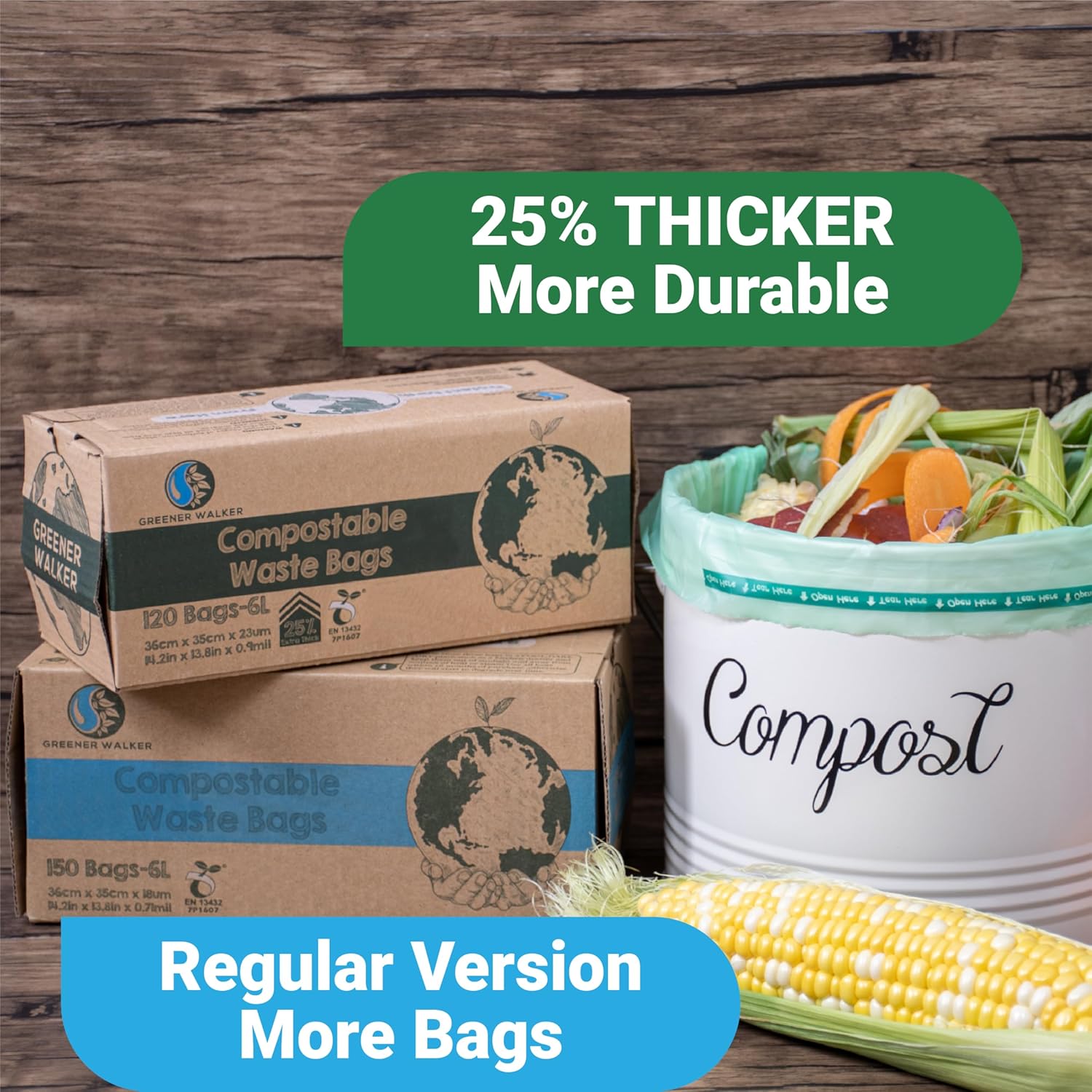 Thumbnail 2 de Greener Walker 6L kompostierbare Müllbeutel (150 Stück) mit EN13432