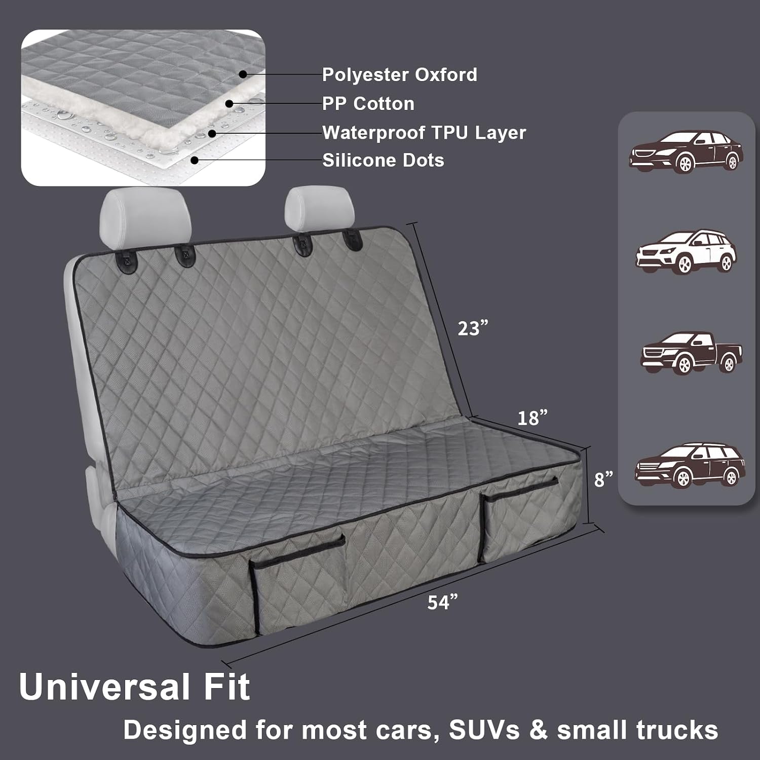 Detalle 2 de YOVEEKLE Dog Car Seat Cover, Oxford Fabric