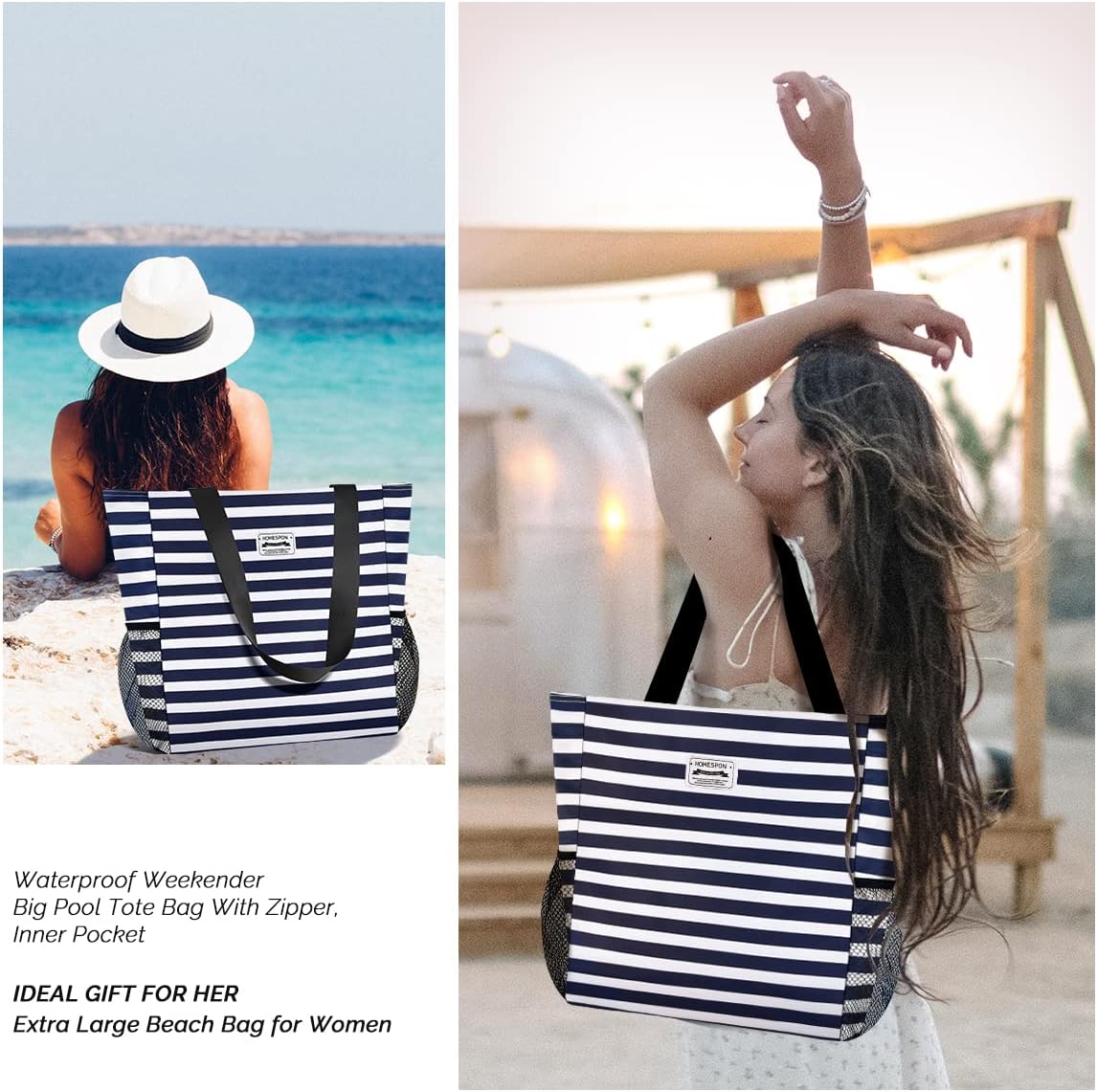 Thumbnail 6 de HOMESPON Große wasserdichte Strandtasche mit Reißverschluss – faltbar, wasserbeständig und vielseitig