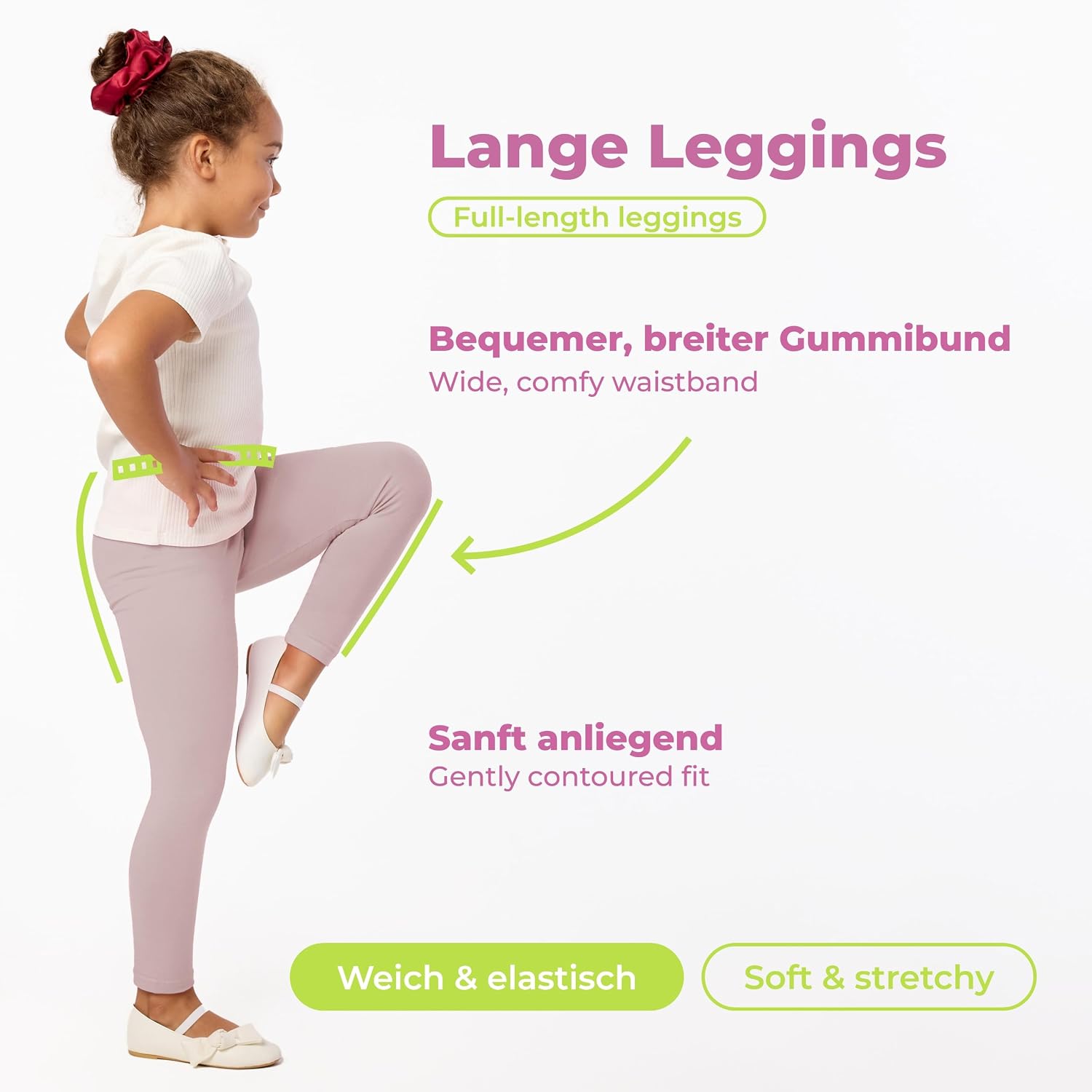Detalle de Merry Style MS10-130 lange meisjeslegging van viscose met elastische tailleband