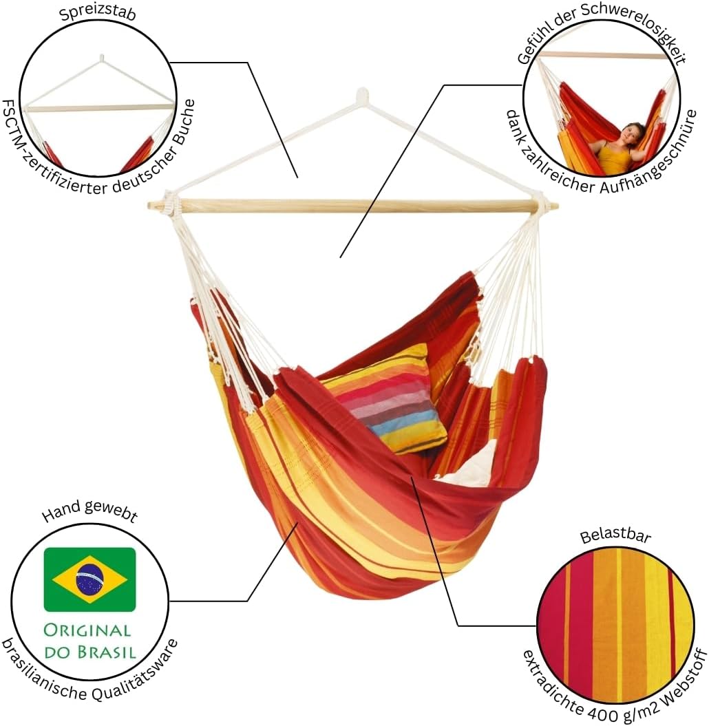Detalle 2 de AMAZONAS Brasil Gigante AZ-2030310 – fotel wiszący, bukowy drążek 140 cm