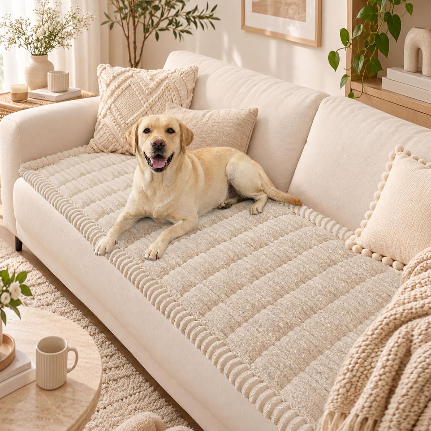 Detalle de Smiry FLRCWDZ02 Couch Cover, 27.6" x 88" Washable Polyester Protector