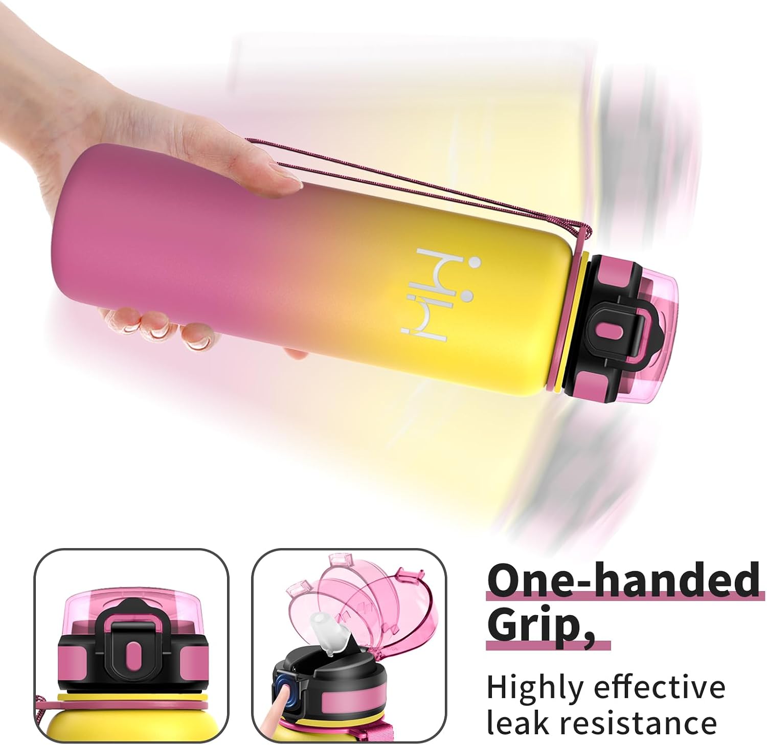 Thumbnail 4 de JAPORIA Gourde Sport isotherme 1 L en acier inoxydable avec paille (sans BPA) – anti-fuite