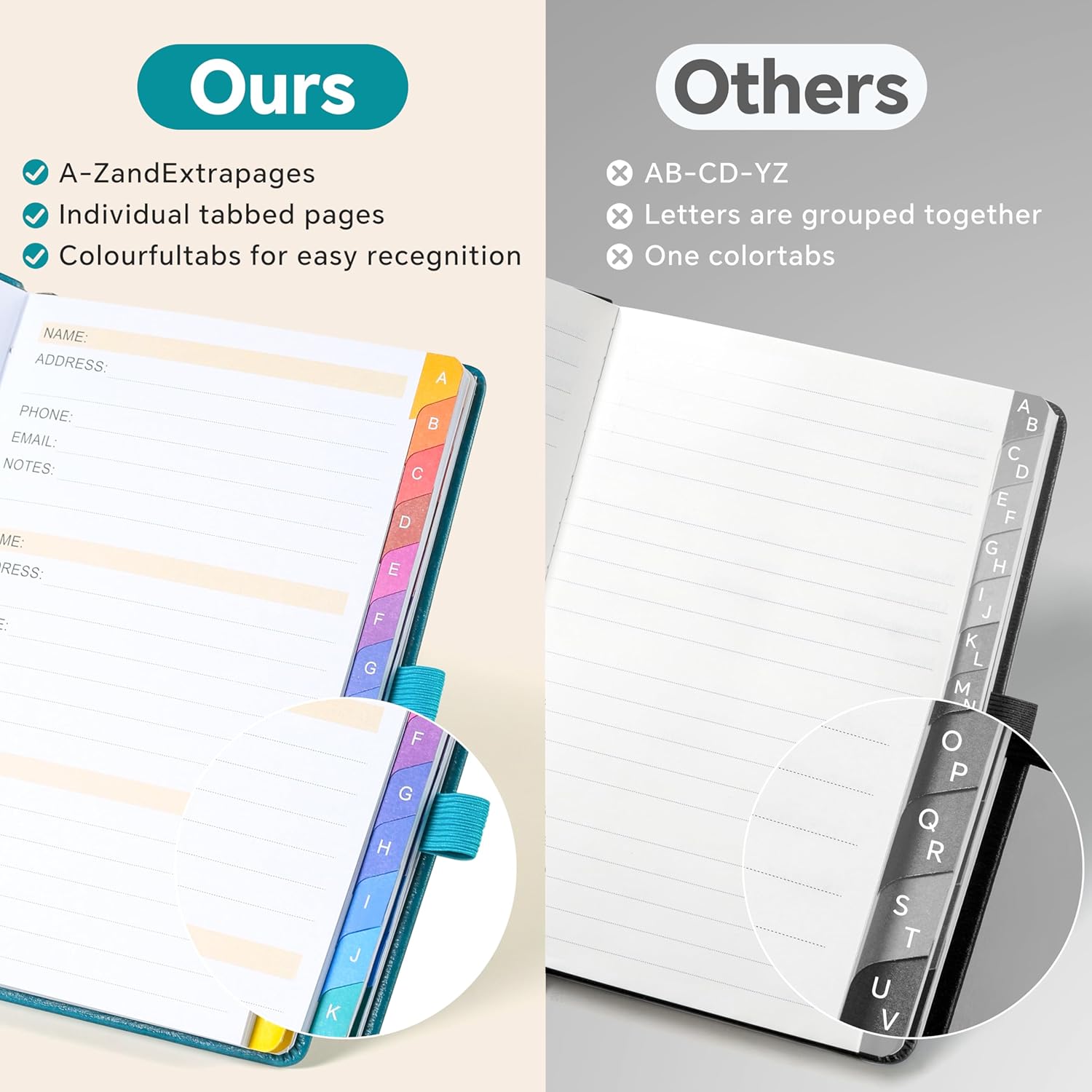 Thumbnail 6 de Address Book with Colorful Alphabetical Tabs (8.4" x 5.7") – Pink Hardcover