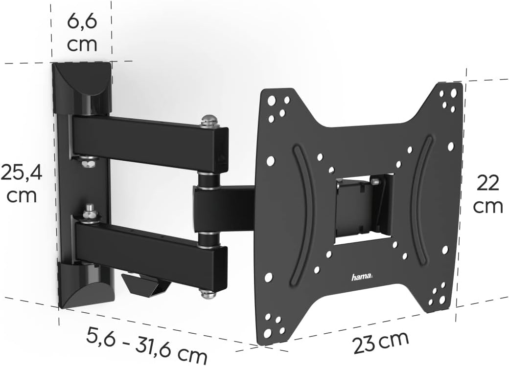 Thumbnail 6 de Hama Fullmotion TV Wall Bracket (Tilt & Swivel) for 19–48" TVs | VESA up to 200x200 | Up to 20kg | Black
