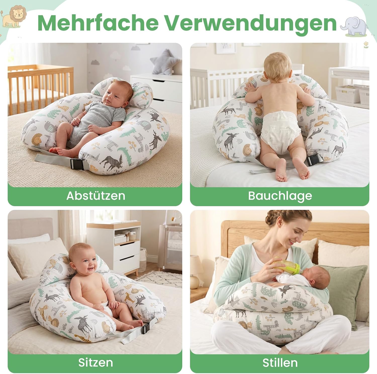 Thumbnail 4 de SHANNA Stillkissen XXL – Multifunktionales Still- und Fütterkissen mit verstellbarem Hüftgurt (Waldtiere)
