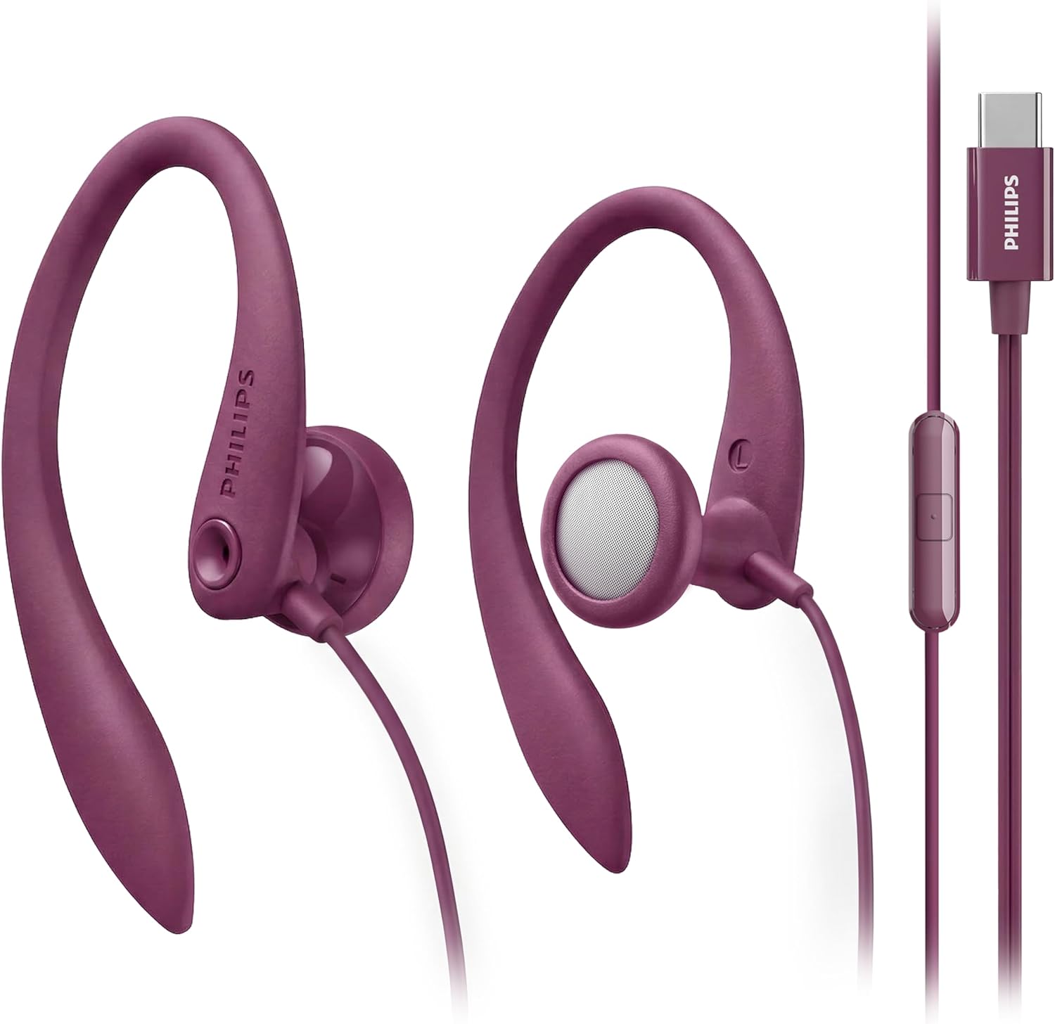Detalle de Philips USB-C Wired Earbuds with Microphone & Volume Control — Secure Fit, Deep Bass, USB-C Plug-and-Play