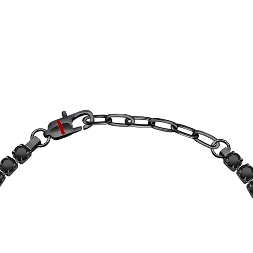Detalle de Sector No Limits TENNIS Bracciale Uomo in Acciaio, Cristalli e Smalto IP Nero – SANN42 (22 cm)