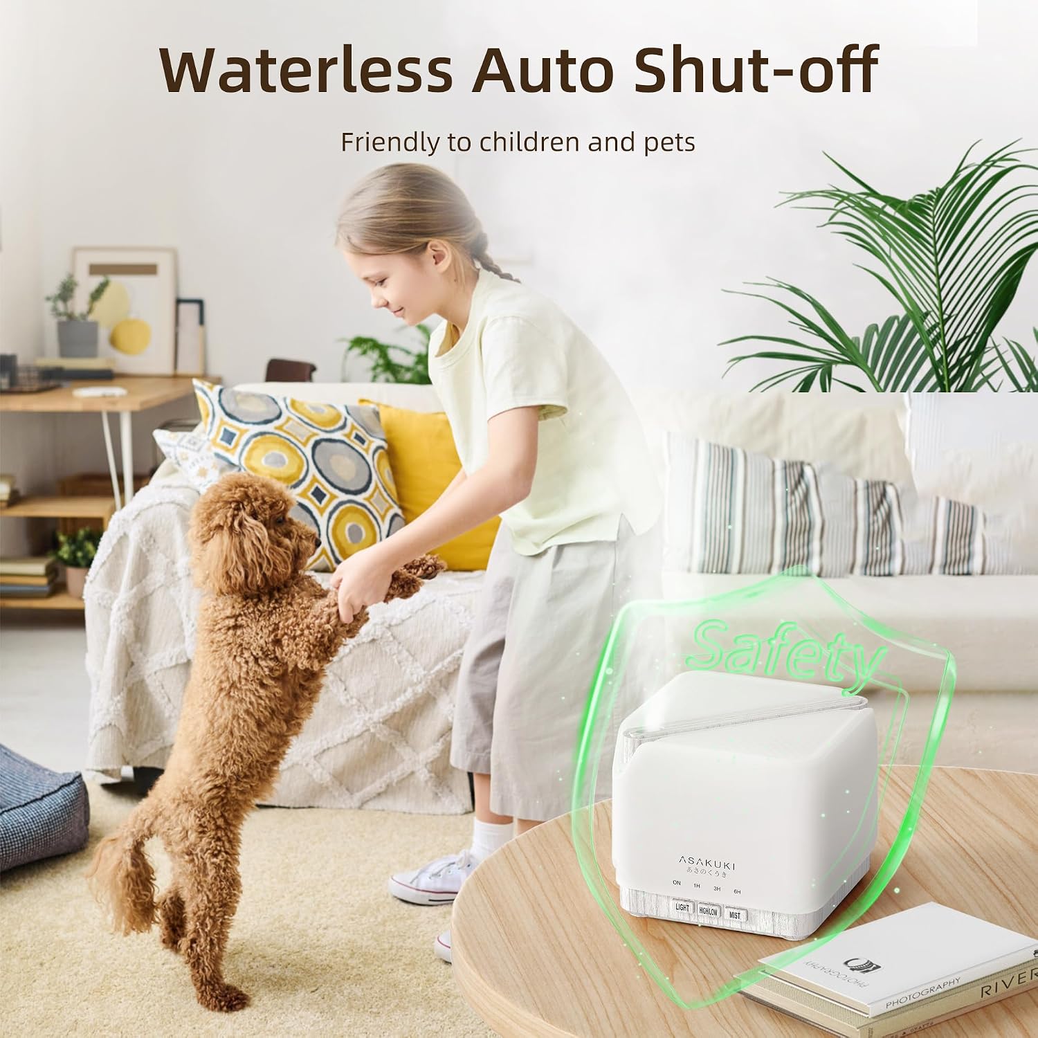 Detalle 2 de ASAKUKI AD004DE 700 ml Ultrasonic Essential Oil Diffuser and Humidifier