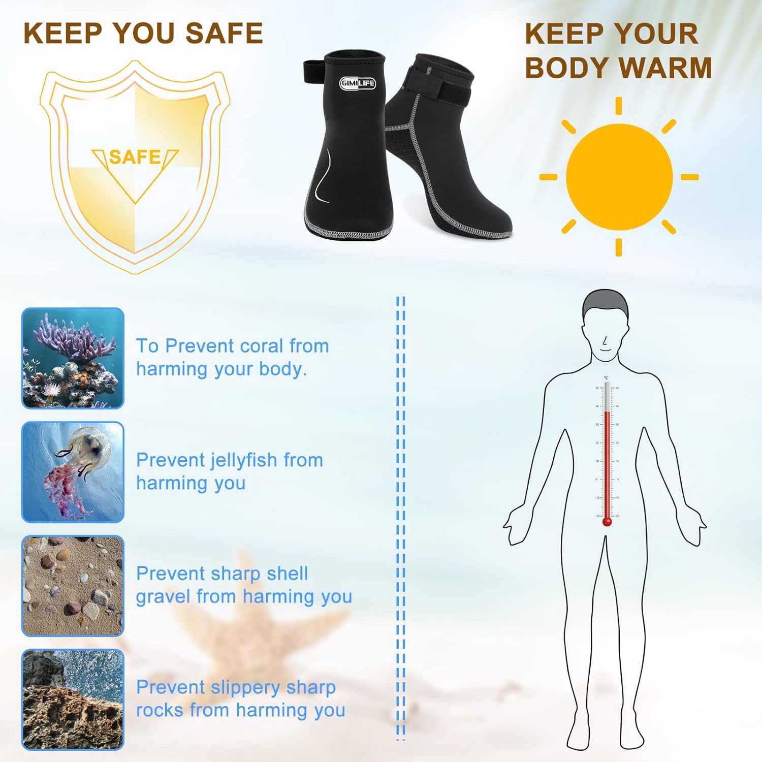 Thumbnail 1 de Neoprene swimming socks 3mm for diving