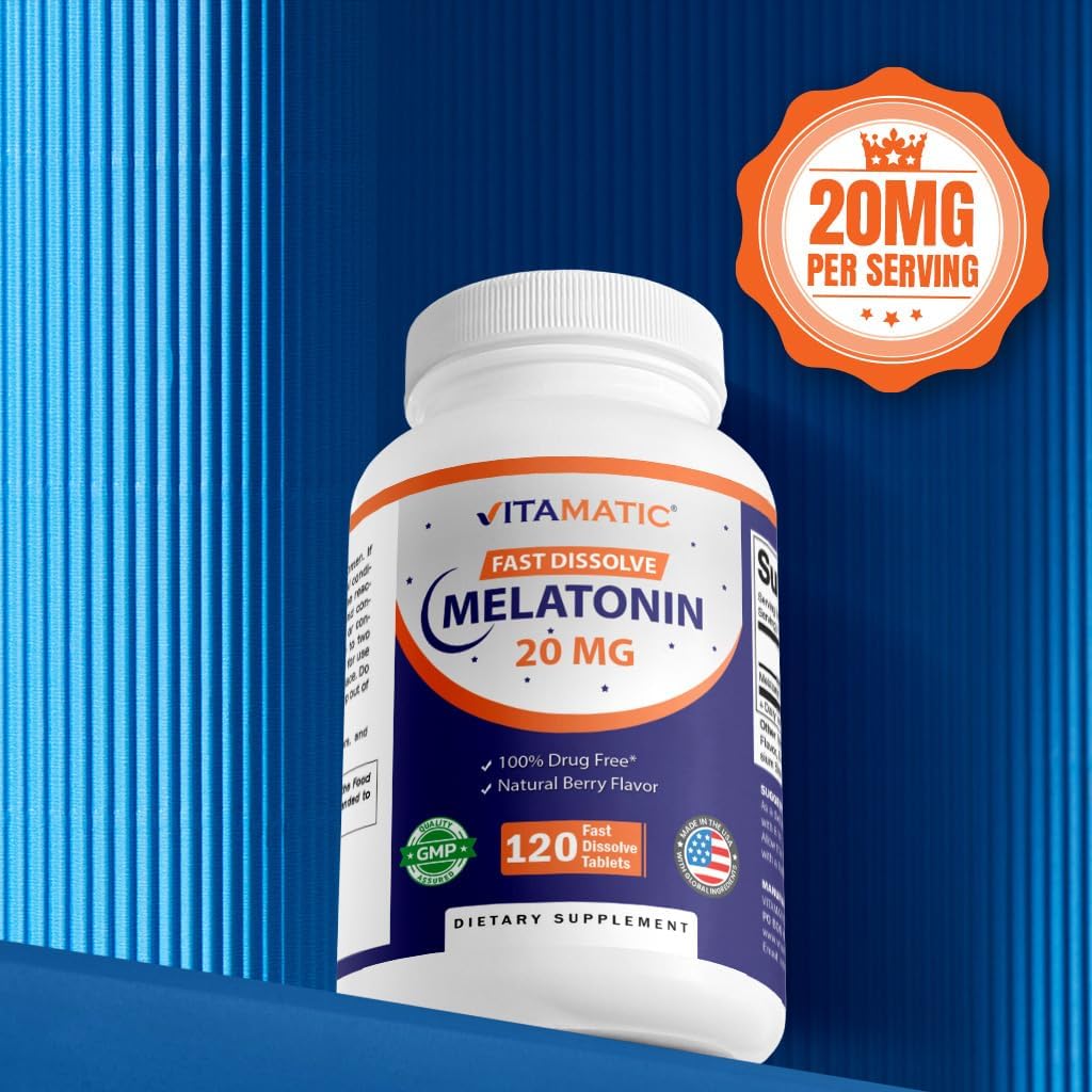 Detalle de Vitamatic Melatonin 20 mg Fast-Dissolve Tablets, 240 Count, Berry Flavor