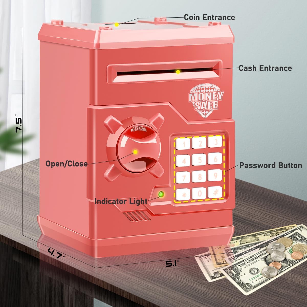 Detalle 2 de Qwifyu Piggy Bank Electronic ATM Safe
