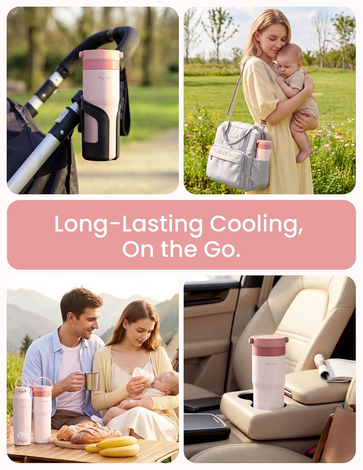 Thumbnail 6 de Paruu Portable Breast Milk Cooler, 304 Stainless Steel, Pink, 14–23-Hour Cooling