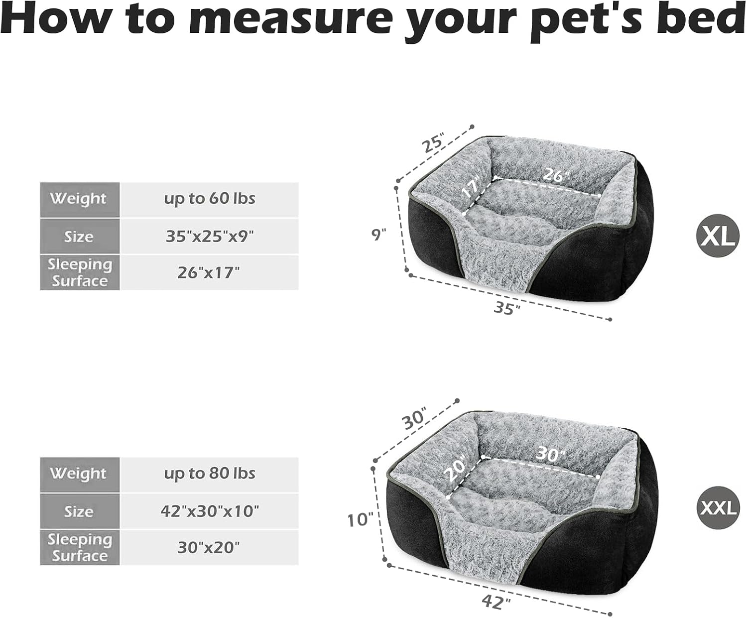 Detalle 2 de INVENHO X-Large Dog Bed, 35 x 25-Inch Orthopedic Bolster Bed